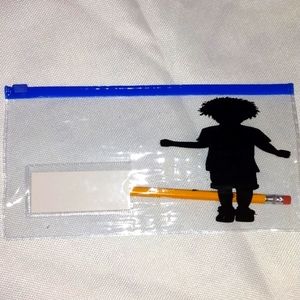 Boy silhouette pencil pouch with 1 pencil